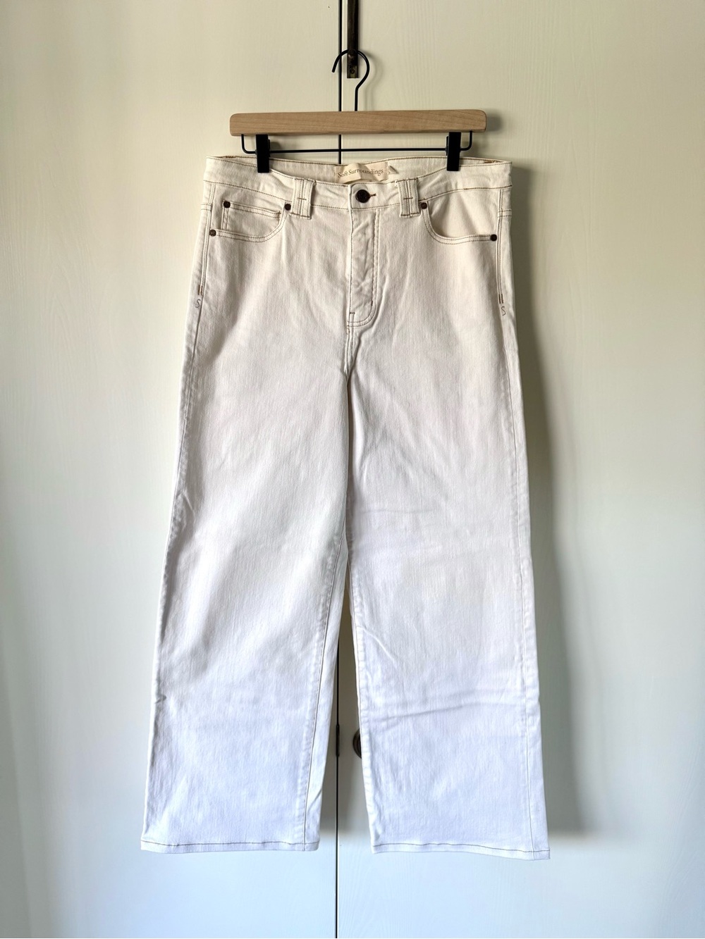 Soft Surroundings Ultimate High Rise Wide Leg Jeans Cream